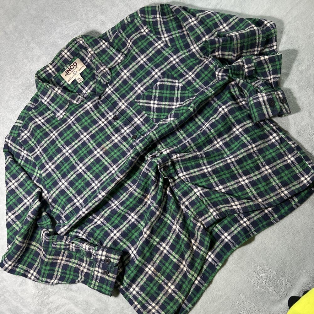 Y2k 2000s JNCO Flannel Mens XL Button Up Outdoors Vintage Plaid Green Gothic